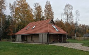 Timber frame log house
